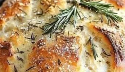 Rustic No Knead Rosemary Garlic Bread