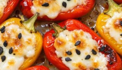Stuffed Peppers with Cheese & Sesame Seeds